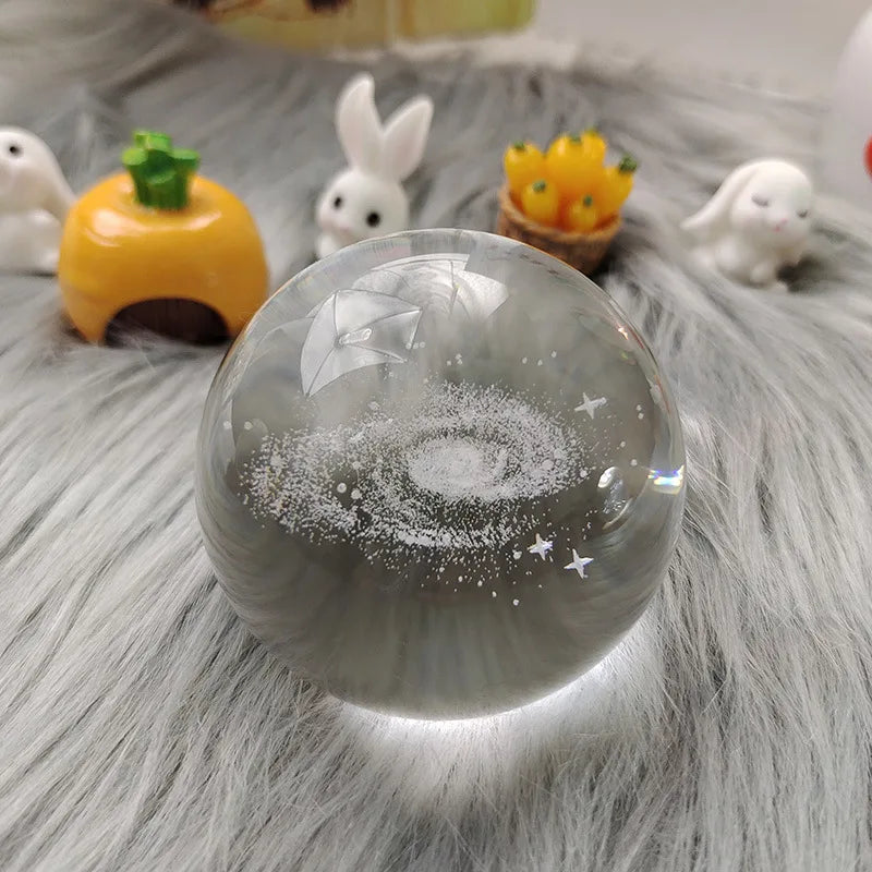 3d Crystal Ball Night Light With Wooden Base