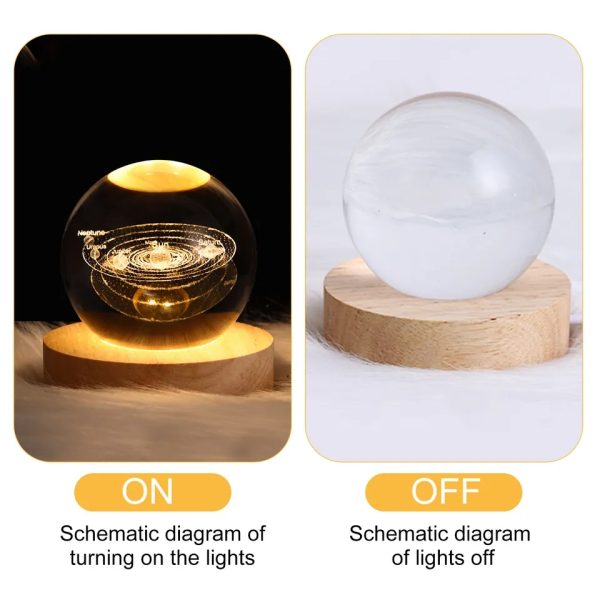 3d Crystal Ball Night Light With Wooden Base